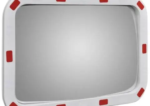 Oglindă de trafic convexă dreptunghiulară, 40 x 60 cm, cu reflectoare - 3/5