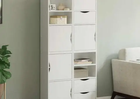 Dulapuri laterale 4 buc ODDA alb 40x24x79 cm lemn masiv de pin - 1/5