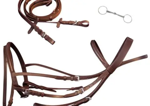 Căpăstru cu frâu și zăbală pentru ponei, piele, maro - 1/5