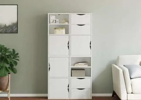 Dulapuri laterale 4 buc ODDA alb 40x24x79 cm lemn masiv de pin - 3/5