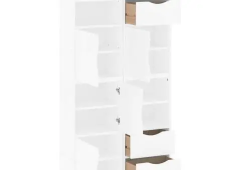 Dulapuri laterale 4 buc ODDA alb 40x24x79 cm lemn masiv de pin - 5/5