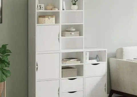 Dulapuri laterale 5 buc ODDA alb 40x24x79 cm lemn masiv de pin - 1/5