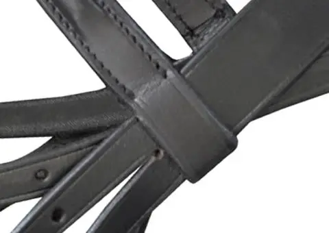 Căpăstru de piele cu frâu și zăbală, negru - 4/5