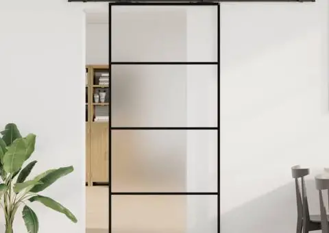 Ușă glisantă cu set de feronerie neagră 90x205 cm Sticlă ESG - 1/5