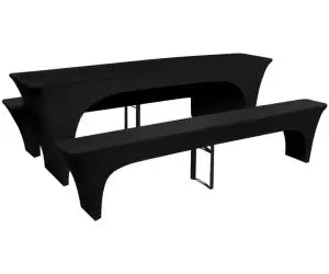 Set huse pentru masa de bere și băncuțe, 220x70x80 cm, negru, 3 buc.