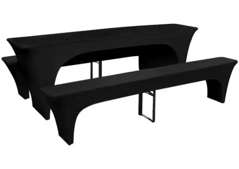 Set huse pentru masa de bere și băncuțe, 220x70x80 cm, negru, 3 buc. - 2/2