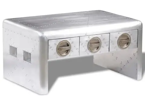 Masă cafea Aviator cu 3 sertare, stil vintage aeronavă Airman - 1/5