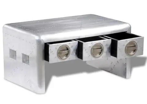 Masă cafea Aviator cu 3 sertare, stil vintage aeronavă Airman - 3/5