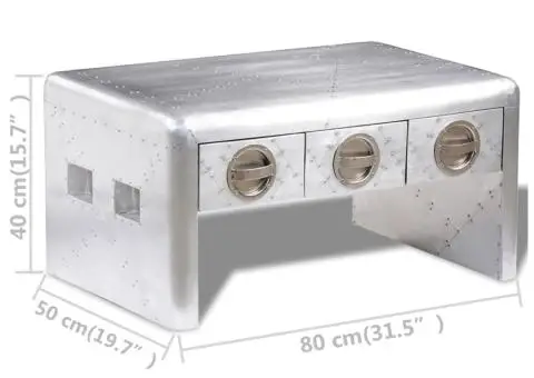 Masă cafea Aviator cu 3 sertare, stil vintage aeronavă Airman - 5/5