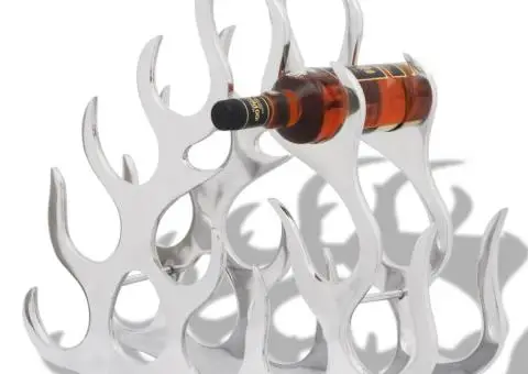 Suport sticle de vin pentru 11 sticle, argintiu, aluminiu - 1/5
