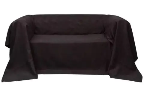 Husă din velur microfibră pentru canapea, 210 x 280 cm, maro