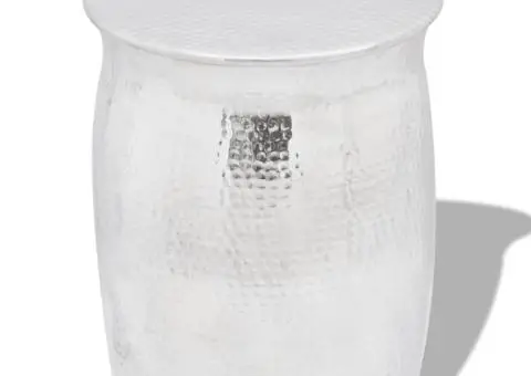 Scaun/Masă laterală din aluminiu bătut la ciocan, argintiu - 1/4