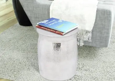 Scaun/Masă laterală din aluminiu bătut la ciocan, argintiu - 2/4