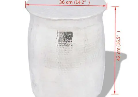 Scaun/Masă laterală din aluminiu bătut la ciocan, argintiu - 4/4