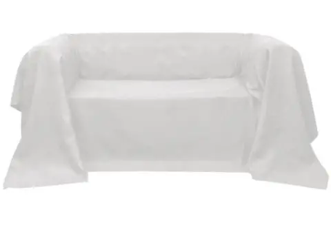 Husă din velur microfibră pentru canapea, 270x350 cm, crem