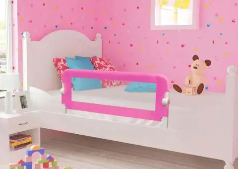 Balustradă de siguranță pentru pat de copil, roz, 102x42 cm - 1/5