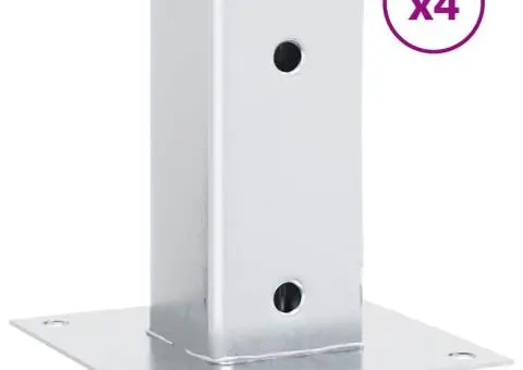 Baze stâlp pătrate 4 buc Argintiu 61x61 mm Oțel galvanizat - 2/5