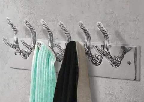 Cuier din aluminiu pentru haine, pălării, cravate, argintiu - 2/5