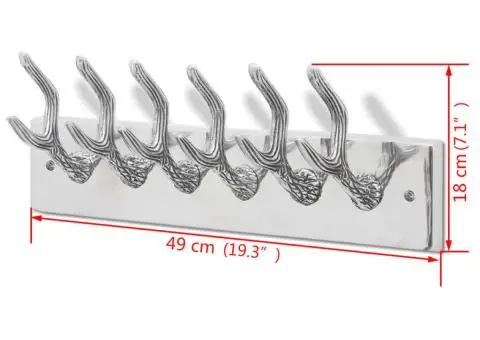 Cuier din aluminiu pentru haine, pălării, cravate, argintiu - 5/5