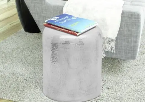 Scaun/Masă laterală din aluminiu bătut la ciocan, argintiu - 2/4