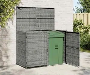 vidaXL Magazie dublă pentru pubele, antracit, 148x77x111 cm, poliratan