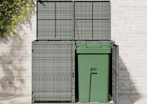 Magazie dublă pentru pubele, antracit, 148x77x111 cm, poliratan - 3/5