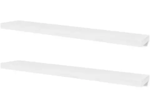 Rafturi de perete suspendate 2 buc, depozitare cărți/DVD, alb, MDF - 2/5