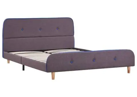 Cadru de pat fără saltea țesătură taup 135x190 cm - 2/5