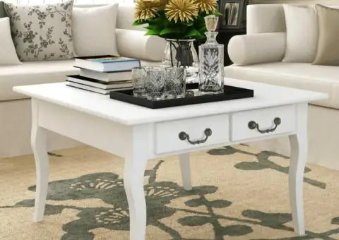 Măsuță de cafea cu 4 sertare, alb - 1/5