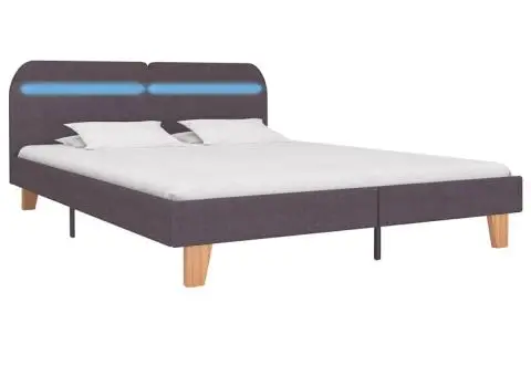 Cadru de pat cu LED fără saltea țesătură taup 150x200 cm - 2/5