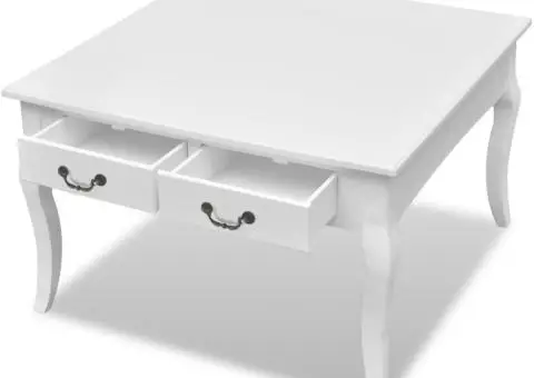 Măsuță de cafea cu 4 sertare, alb - 3/5