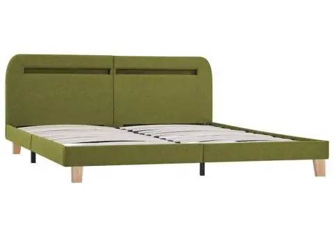 Cadru de pat cu LED fără saltea țesătură verde 150x200 cm - 4/5