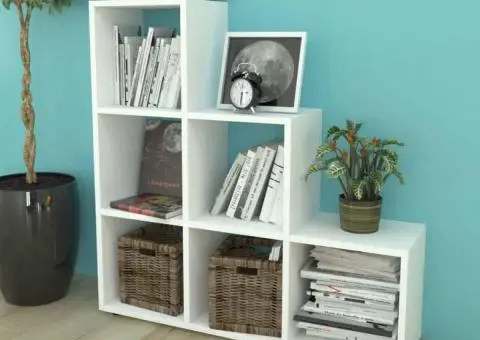 Bibliotecă în trepte / Raft de expunere 107 cm Alb - 1/5