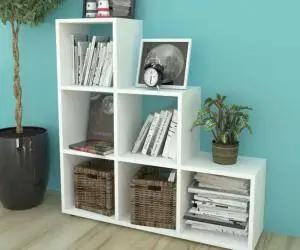 Bibliotecă în trepte / Raft de expunere 107 cm Alb