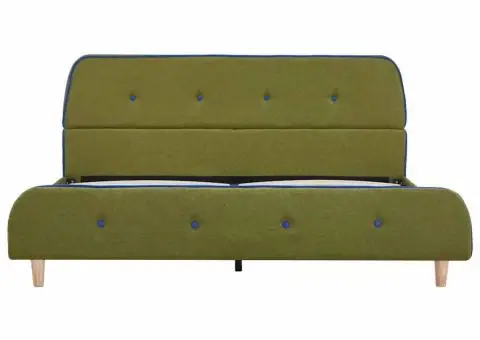 Cadru pat fără saltea țesătură verde 135x190 cm - 3/5