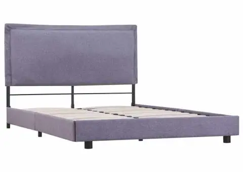 Cadru de pat fără saltea țesătură gri deschis 135x190 cm - 2/5