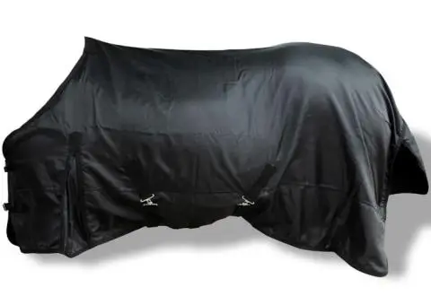 Pled din lână cu dublu strat, negru, 145 cm - 1/3