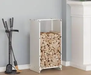 vidaXL Suport pentru lemne de foc alb 40x30x80 cm Oțel laminat la rece
