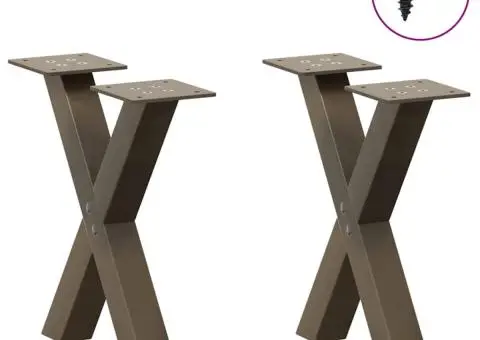 Picioare pentru măsuță de cafea în formă de X, 2 buc., oțel natural, 37x(30-31) cm - 3/5