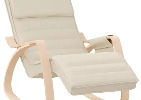 Scaun balansoar din țesătură crem - 2/5
