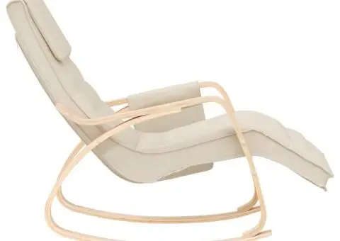 Scaun balansoar din țesătură crem - 4/5