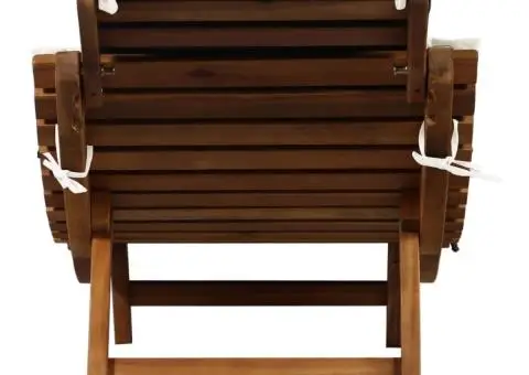 șezlong cu perne crem din lemn masiv de salcâm - 4/5