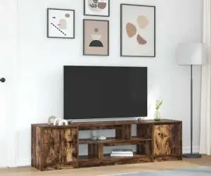 vidaXL Comodă TV, stejar fumuriu 188,5x41x50 cm lemn compozit