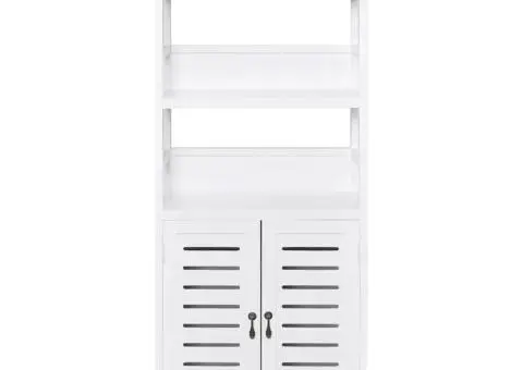 Dulap de baie Albuquerque din lemn, alb, 46 x 24 x 117,5 cm - 3/5