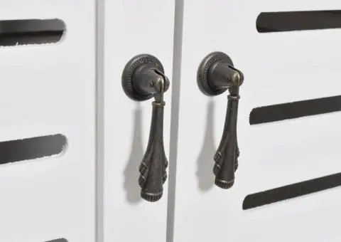 Dulap de baie Albuquerque din lemn, alb, 46 x 24 x 117,5 cm - 4/5