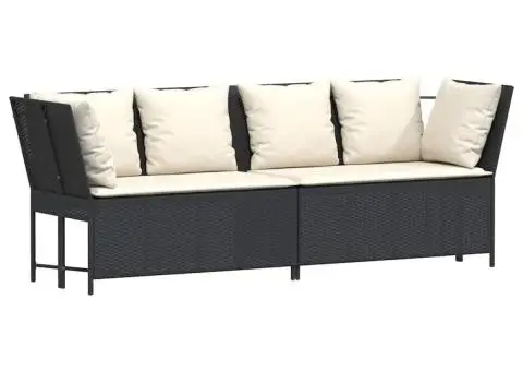 Canapea de grădină cu perne, negru, poliratan - 4/5