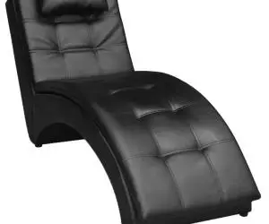 vidaXL Șezlong cu pernă, negru, piele ecologică