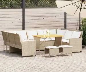 vidaXL Set canapele de grădină, 4 piese, cu perne, bej, poliratan