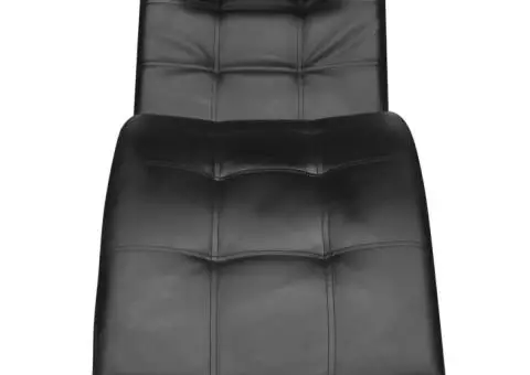 Șezlong cu pernă, negru, piele ecologică - 2/5