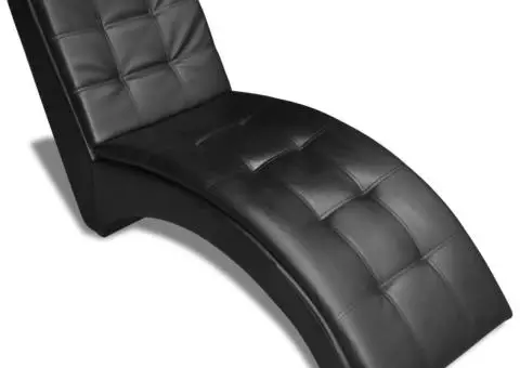 Șezlong cu pernă, negru, piele ecologică - 5/5